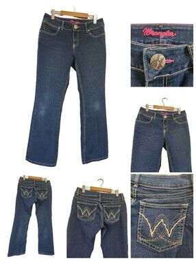 Wrangler Booty Up Thick Stitch Low Rise Bootcut Jeans 7/8x30 Embroidered Pockets
